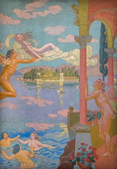 プシュケの物語、パネル II。 プシュケを喜びの島に運ぶゼファー 作： Maurice Denis