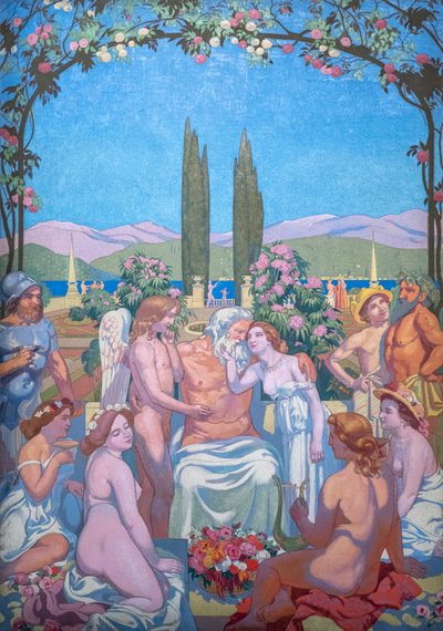 プシュケの物語、パネル V. 木星はプシュケに不死を与え、エロスとの結婚を祝う 作： Maurice Denis