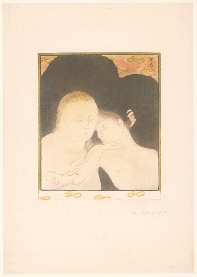 女性は若い男を抱きしめる 作： Maurice Denis