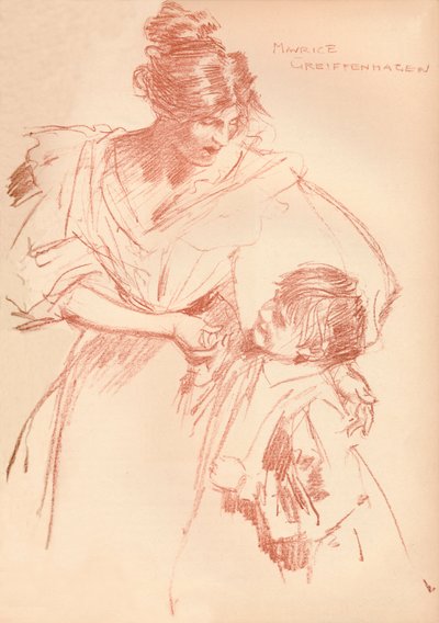 母と子、c1897、1897 作： Maurice Greiffenhagen