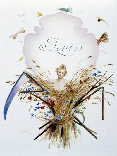 8月 "La Chanson du mois" Jérôme Doucet作 挿絵 - Maurice Leloir編 ランス 1904年L.ミショー 作： Maurice Leloir