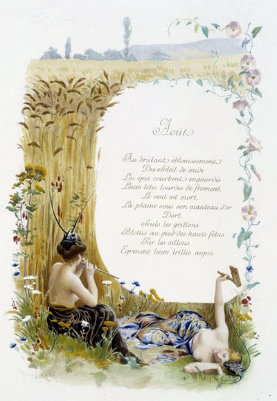 8月 "La Chanson du mois" Jérôme Doucet作 挿絵 - Maurice Leloir編 ランス 1904年L.ミショー 作： Maurice Leloir