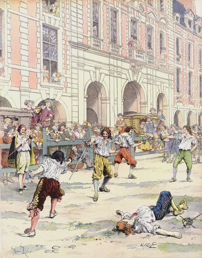 ブットヴィルとブヴロンはロワイヤル広場での決闘を戦う 作： Maurice Leloir