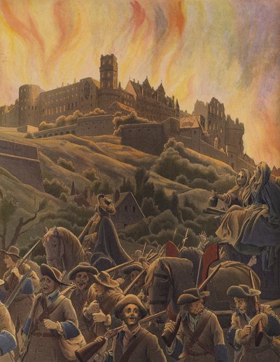 ハイデルベルク城の焼却 作： Maurice Leloir