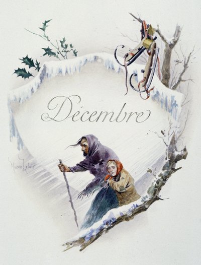 12月 "La Chanson du mois" Jérôme Doucet作、イラスト：Maurice Leloir、編：Reims 1904。L.ミショー 作： Maurice Leloir