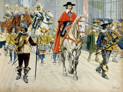 フランスの歴史。国王ルイ13世（1601-1643）とリシュリュー枢機卿の登場（Armand Jean du Plessis 作： Maurice Leloir