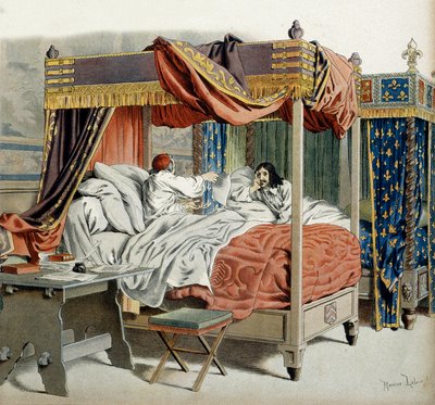 フランスの歴史。1642年、病気のリシュリュー枢機卿（アルマン・ジャン・デュ・プレシ 作： Maurice Leloir