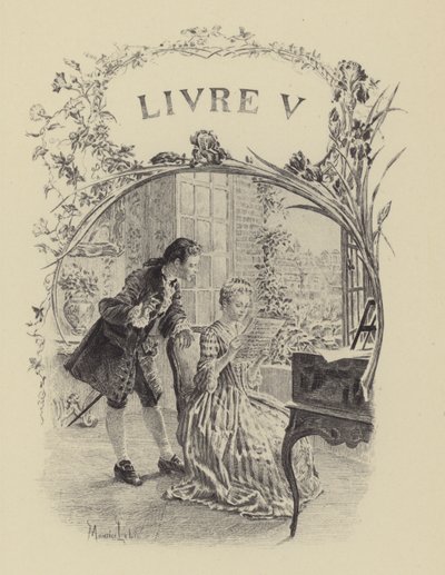 ジャン＝ジャック・ルソーの『告白』第5巻の挿絵（彫刻）。 作： Maurice Leloir