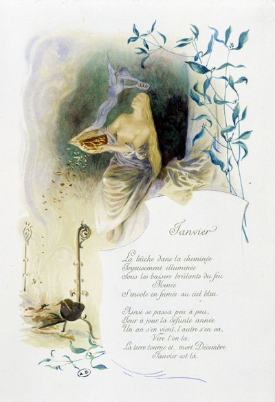 1月 "La Chanson du mois" Jérôme Doucet作 挿絵：Maurice Leloir編 ランス 1904年L.ミショー 作： Maurice Leloir