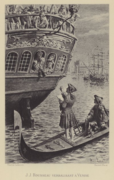 ヴェネツィアのジャン＝ジャック・ルソー（版画 作： Maurice Leloir