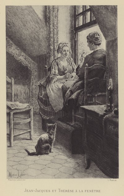窓辺のJean-JacquesとTherese(グラビア) 作： Maurice Leloir
