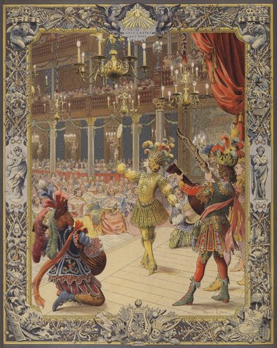 太陽に扮したルイ14世、バレエ・ド・ラ・ヌイで踊る 作： Maurice Leloir