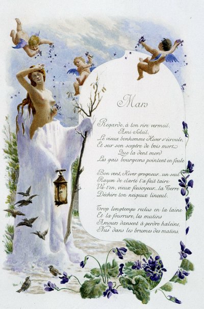 3月 "La Chanson du mois" Jérôme Doucet作 挿絵：Maurice Leloir編 ランス 1904年L.ミショー 作： Maurice Leloir