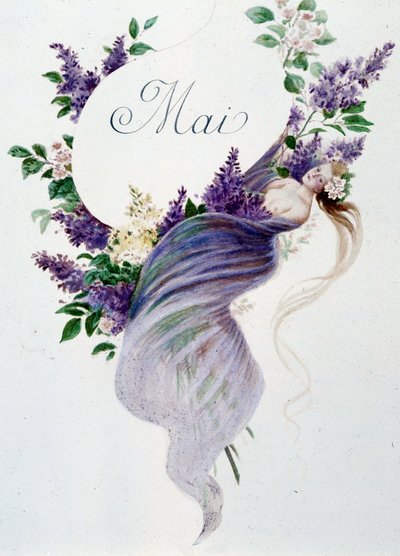 5月 "La Chanson du mois" ジェローム・ドゥーセ作 挿絵：モーリス・ルロワール編 ランス 1904年L.ミショー 作： Maurice Leloir