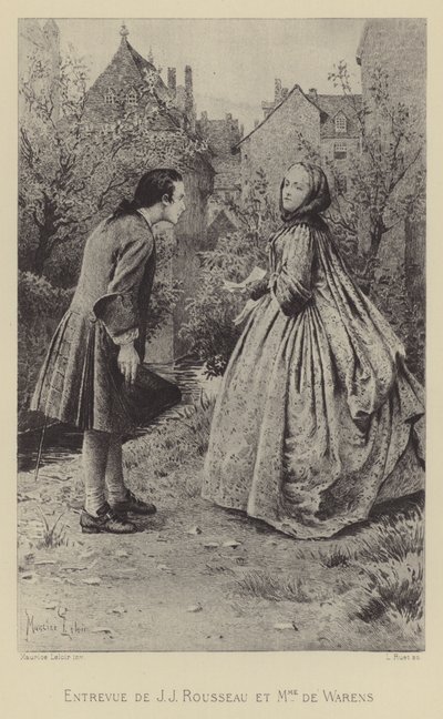 ジャン＝ジャック・ルソーとワラン夫人の出会い（版画 作： Maurice Leloir