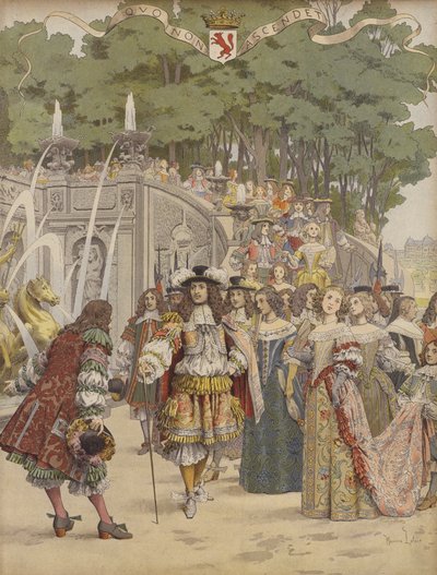 ヴォーでルイ14世を受け取るニコラフーケ 作： Maurice Leloir