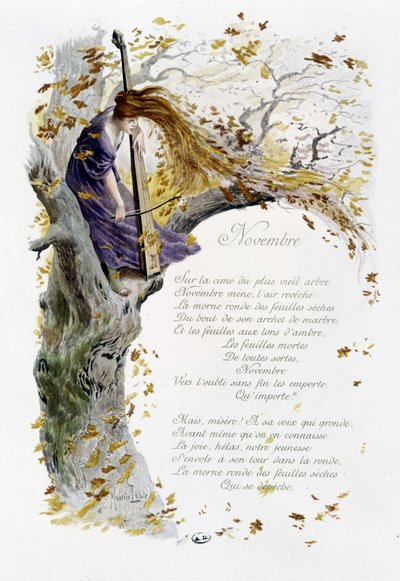 11月 "La Chanson du mois" Jérôme Doucet作、イラスト：Maurice Leloir、編：Reims 1904。L.ミショー 作： Maurice Leloir