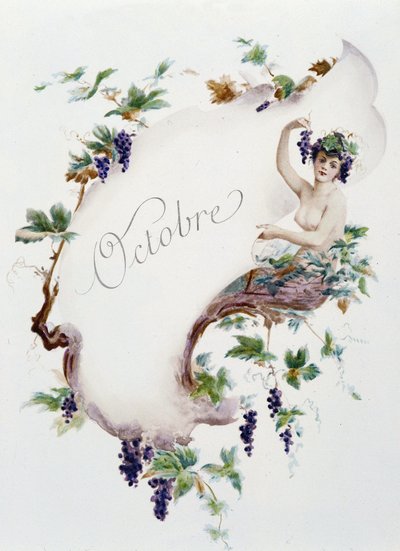 10月 "La Chanson du mois" Jérôme Doucet作、イラスト-Maurice Leloir編、1904年ランス。L.ミショー 作： Maurice Leloir