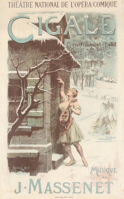 ジュール・マスネによるバレエ「シガール」のポスター、1904年。 作： Maurice Leloir
