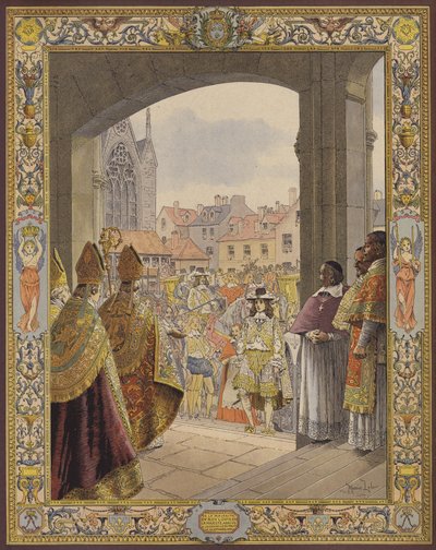 ルイ14世の大多数の宣言、サントシャペル到着 作： Maurice Leloir