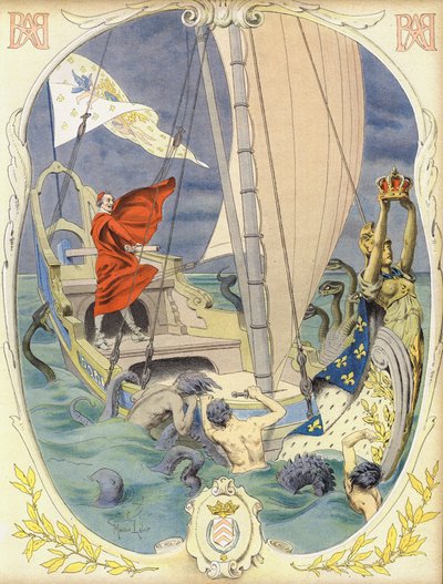 国船を指揮するリシュリュー 作： Maurice Leloir