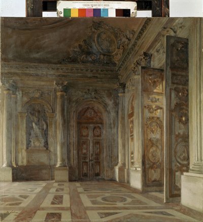 ベルサイユ宮殿の玄関 (ベルサイユ宮殿の玄関)。 モーリス・ド・ロブレ (1862-1951) の絵画 作： Maurice Lobre