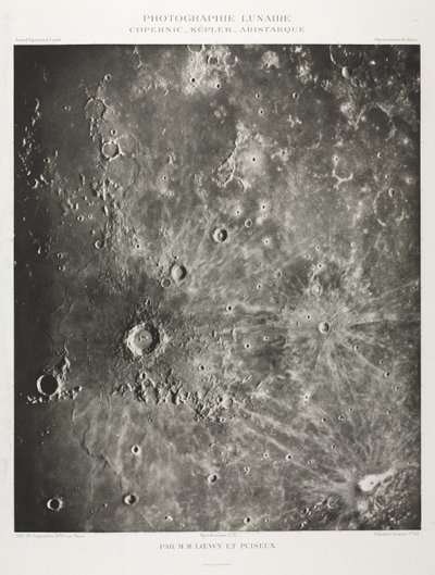 月の写真: コペルニクス-ケプラー-アリスタリック、1896 年。 作： Maurice Loewy