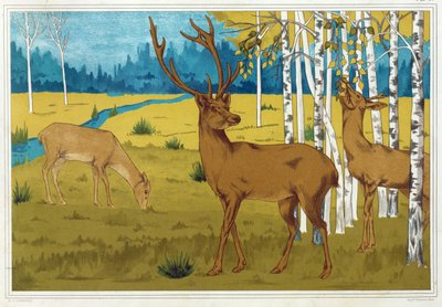 「装飾の中の動物」の鹿、パブ。 1897年。 作： Maurice Pillard Verneuil