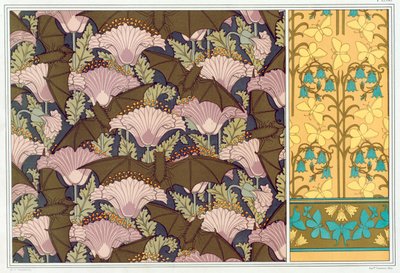 コウモリとポピー、パブの壁掛けのデザイン。 1897年。 作： Maurice Pillard Verneuil