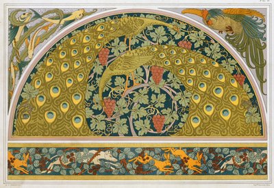 ボーダーとコーナー、パブのデザイン。 1897年。 作： Maurice Pillard Verneuil