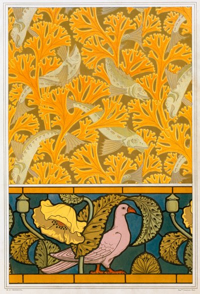 壁紙やステンド グラス、パブのデザイン。 1897年。 作： Maurice Pillard Verneuil