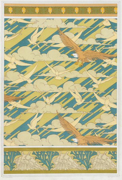 壁紙ボーダー スカッシュ バグ、パブのデザイン。 1897年。 作： Maurice Pillard Verneuil
