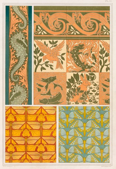 壁紙のボーダーとセラミック タイル、パブのデザイン。 1897年。 作： Maurice Pillard Verneuil