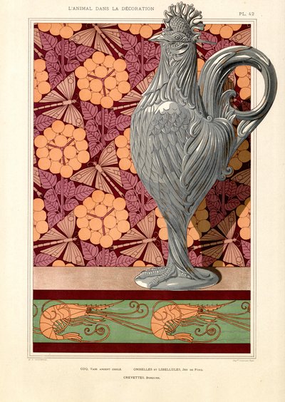 酉花文海老文花瓶（リトグラフ） 作： Maurice Pillard Verneuil