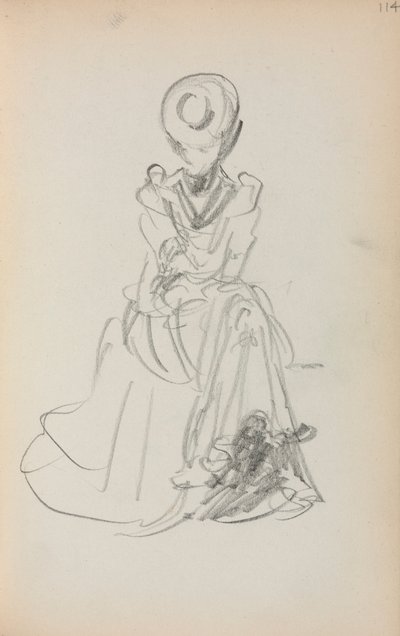 イタリアのスケッチブック座る女 (114ページ) 作： Maurice Prendergast