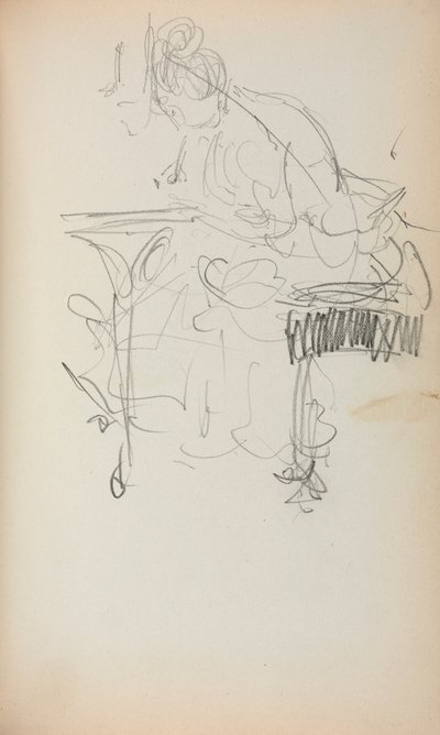 イタリアのスケッチブック座って縫う女 (153ページ) 作： Maurice Prendergast
