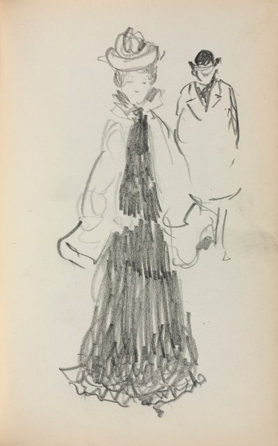イタリアのスケッチブック立つ女と男 (125ページ) 作： Maurice Prendergast