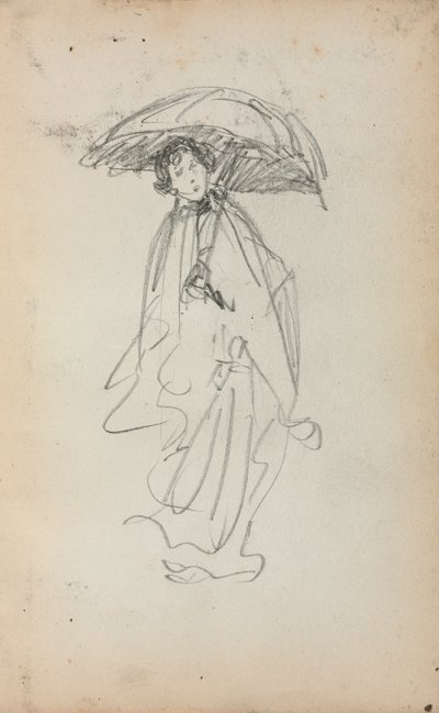 イタリアのスケッチブック日傘をさす立女（259ページ） 作： Maurice Prendergast