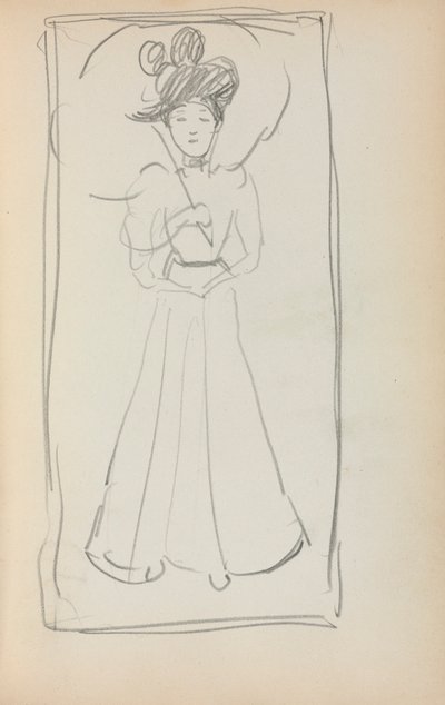 イタリアのスケッチブック：日傘をさした立ち姿の女性 (233 ページ) 作： Maurice Prendergast