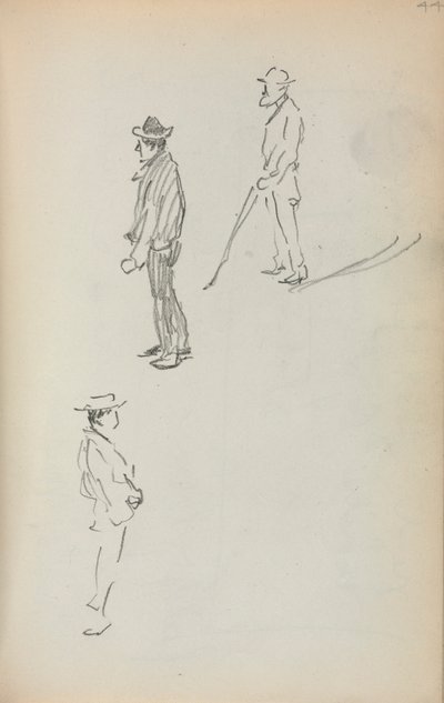 イタリアのスケッチブック3人の立ち姿 (44ページ) 作： Maurice Prendergast
