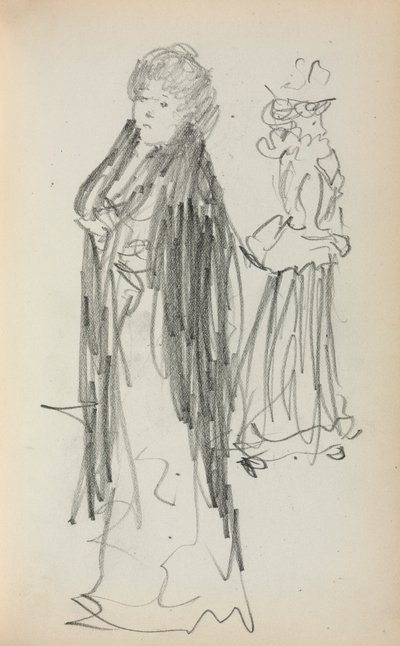 イタリアのスケッチブック立つ二人の女性 (129ページ) 作： Maurice Prendergast