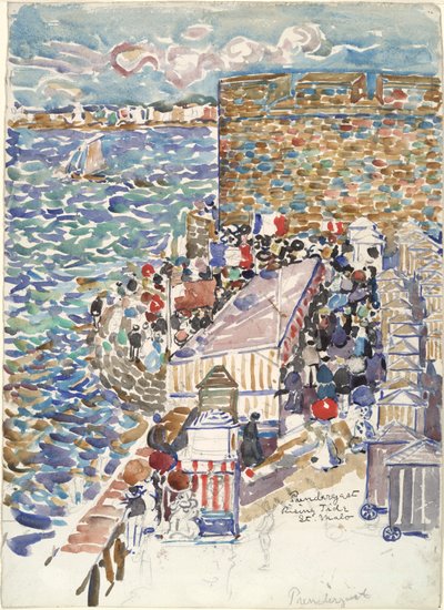 ライジング・タイド、サン・マロ 作： Maurice Brazil Prendergast