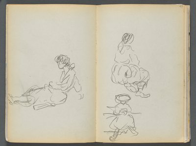 スケッチブック：ロックポート、グラニット・ショア・ホテル 048、49ページ：座る女性像 作： Maurice Prendergast