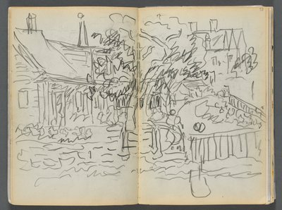 スケッチブック：ロックポート、グラニット・ショア・ホテル 052  53ページ：家と庭 作： Maurice Prendergast