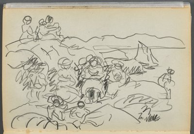 スケッチブック-グラニット・ショア・ホテル、ロックポート、096ページ：ピクニックナーズ 作： Maurice Prendergast