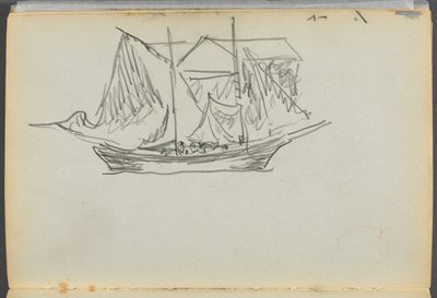 スケッチブック-グラニット・ショア・ホテル、ロックポート、098ページ：ヨット 作： Maurice Prendergast