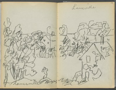 スケッチブック-ロックポート、グラニット・ショア・ホテル、144、145ページ："ラネスヴィル" 作： Maurice Prendergast