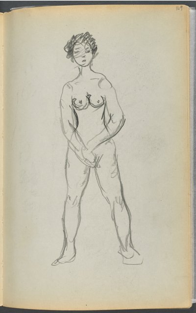 スケッチブック-ロックポート、グラニット・ショア・ホテル、169ページ：女性ヌード 作： Maurice Prendergast