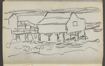 スケッチブック『デルス』127号、014ページ：ドックの家 作： Maurice Prendergast