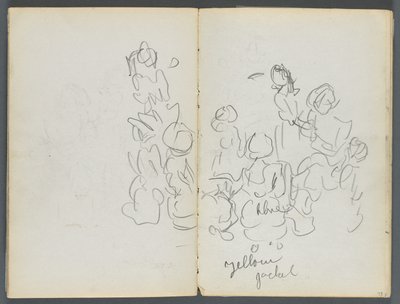 スケッチブック『ザ・デルズ』127号、074ページと75ページ：図とカラー表記 作： Maurice Prendergast